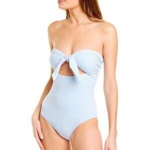 Moeva Bruna Gingham Baby Blue Swimsuit Size UK XS One Piece London NEW